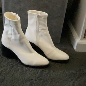 Steve Madden white “rubber” booties